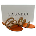 Load image into Gallery viewer, Casadei Honey Topaz Satin Stratosphere Sandals