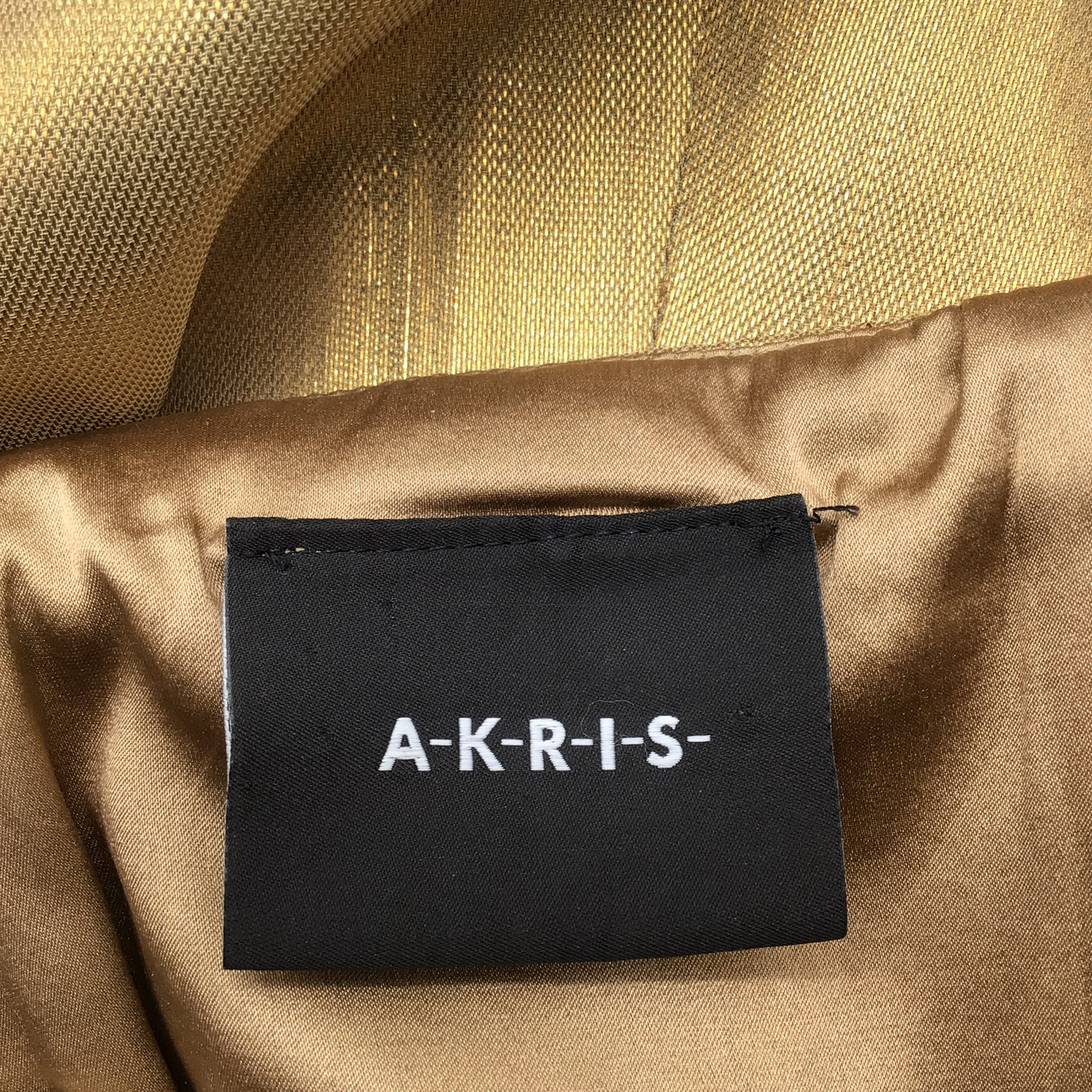 Akris Gold Metallic Pleated Silk Gown / Formal Dress