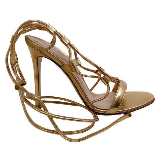 Gianvito Rossi Mekong Gold Giza Ankle Wrap Sandals