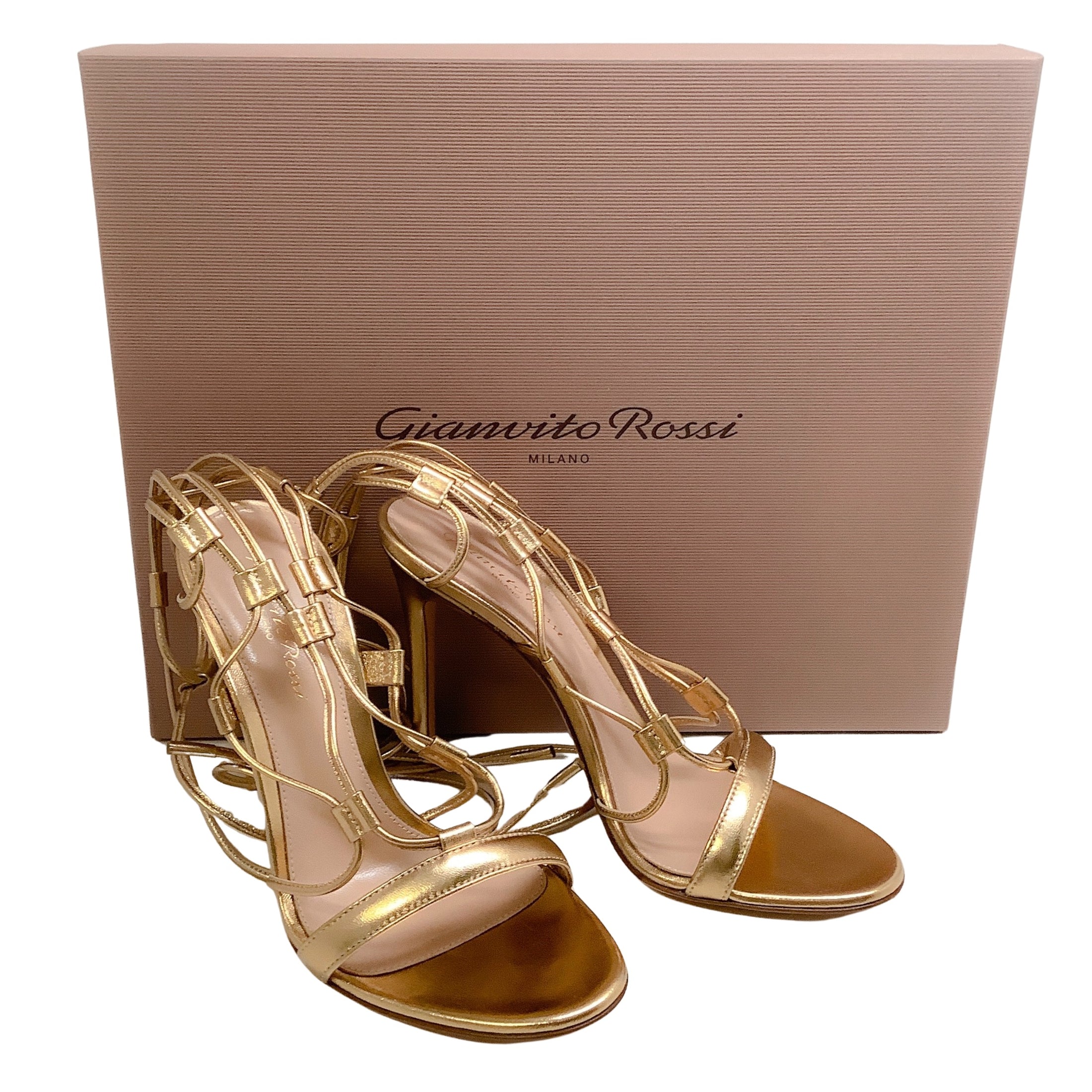 Gianvito Rossi Mekong Gold Giza Ankle Wrap Sandals