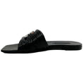 Load image into Gallery viewer, Casadei Black Leather Ruched Flat Slides with Crystals
