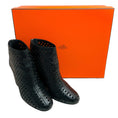 Load image into Gallery viewer, Hermes Black Leather Milady Laser Cut Booties