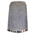 Load image into Gallery viewer, Chanel Navy Blue / Ivory / Tan Multi Metallic Detail Woven Chevron Wool Knit Skirt

