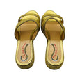 Load image into Gallery viewer, Charlotte Olympia Gold Metallic Woven Leather Flat Slide Sandals