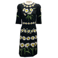 Load image into Gallery viewer, Dolce & Gabbana Black Multi Daisy Print Crepe Dress