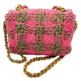 Load image into Gallery viewer, Chanel Pink / Beige 2022 Quilted Wool Tweed Chain Small Flap Bag with Gold Hardware