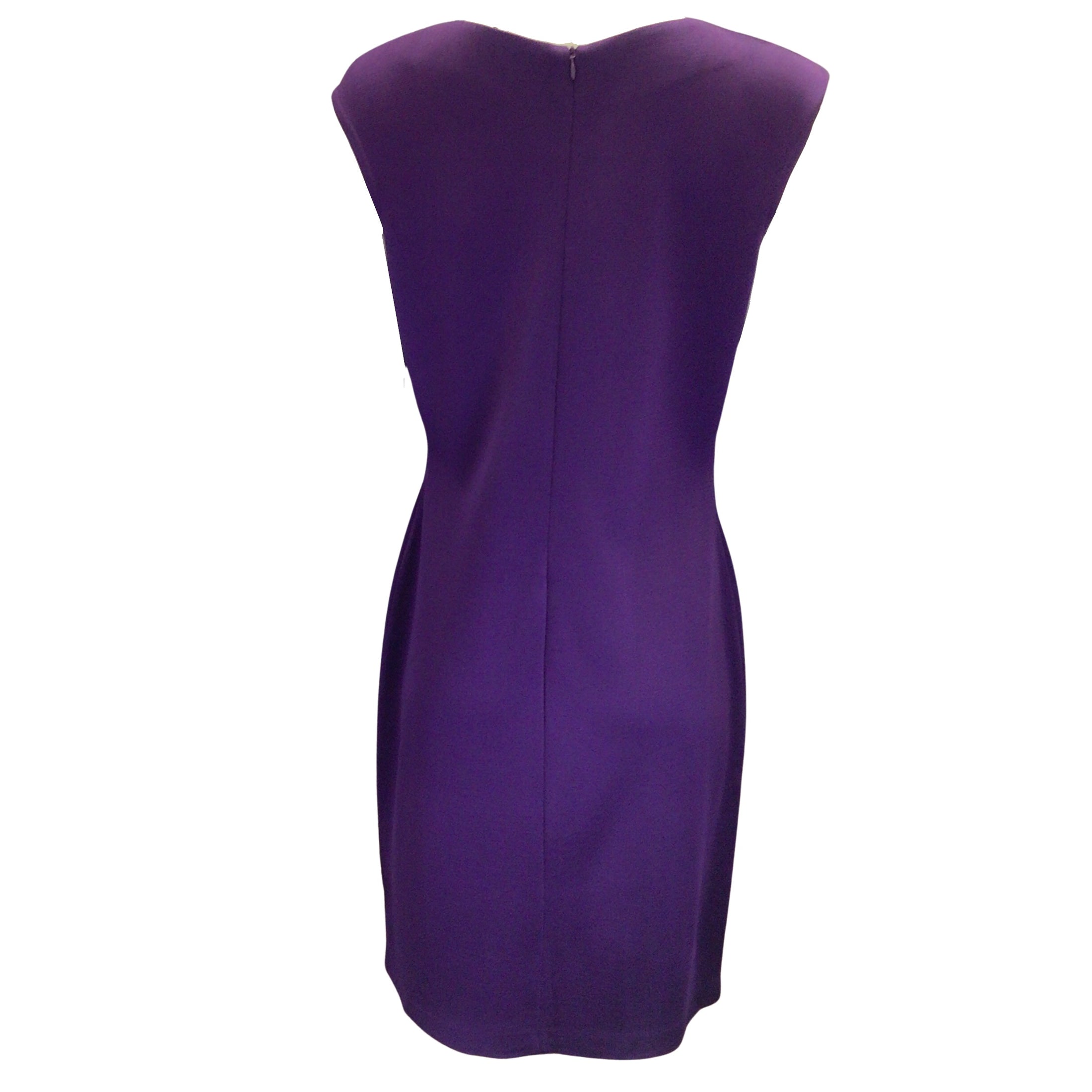 St. John Purple Silk Lined Viscose Knit Midi Dress