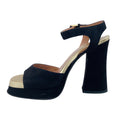 Load image into Gallery viewer, Laurence Dacade Black Suede with Gold Trim Tinta Sandals