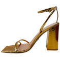 Load image into Gallery viewer, Gianvito Rossi Mekong Gold Leather Square Toe Ankle Strap Sandals