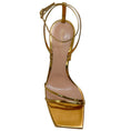 Load image into Gallery viewer, Gianvito Rossi Mekong Gold Leather Square Toe Ankle Strap Sandals