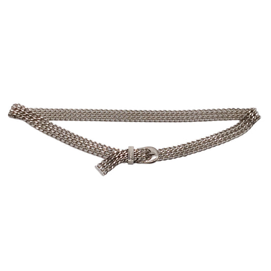 Chanel Vintage 1997 Silver Logo Embellished Buckle Chain Belt