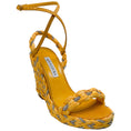 Load image into Gallery viewer, Aquazzura Lemonade Raffia Costiera Crystal Wedge Sandals