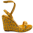 Load image into Gallery viewer, Aquazzura Lemonade Raffia Costiera Crystal Wedge Sandals