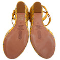 Load image into Gallery viewer, Aquazzura Lemonade Raffia Costiera Crystal Wedge Sandals