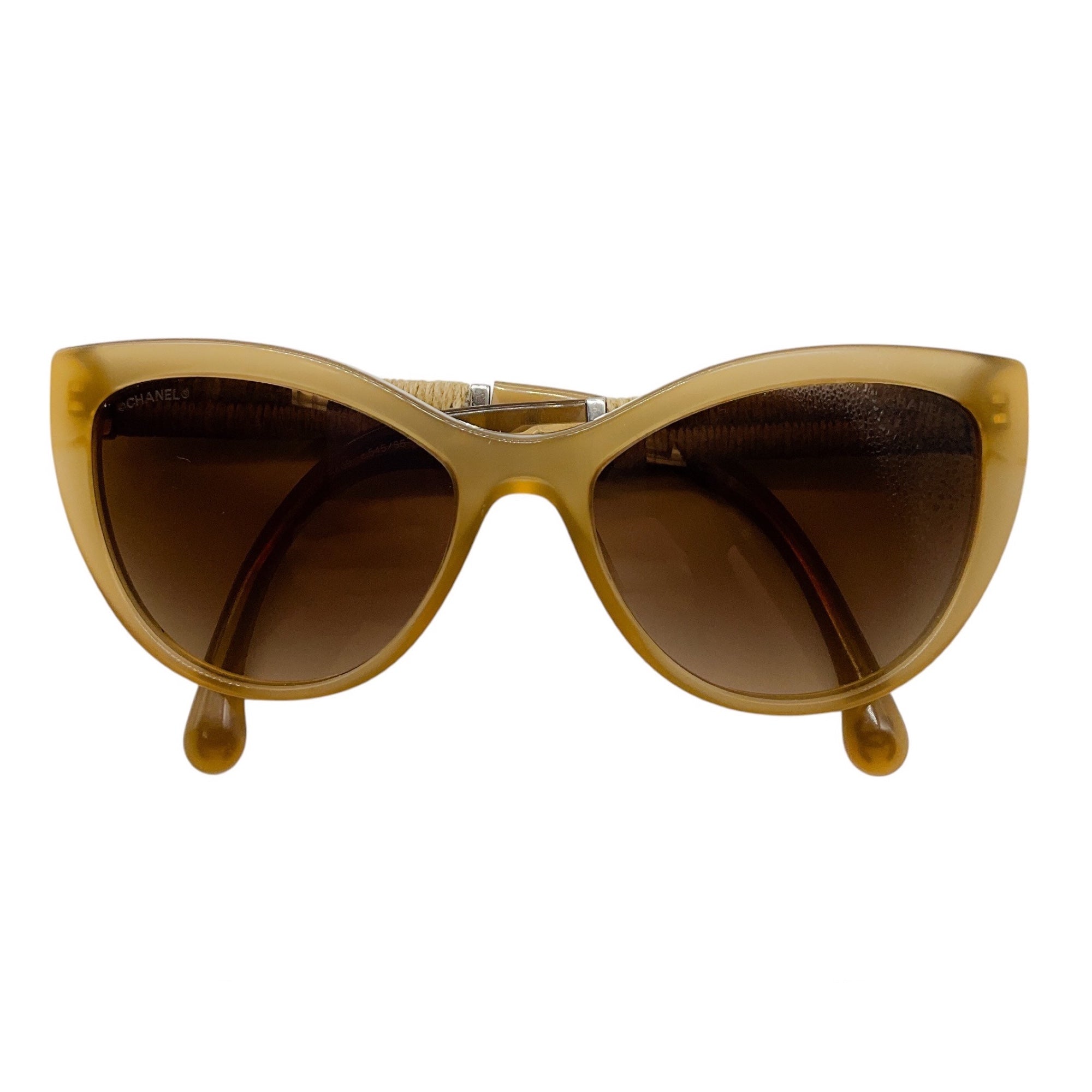 Chanel 5409-A Beige Cat Eye Sunglasses w/ Raffia Braid Temples & Case CHANEL Sunglasses: Cat Eye Sunglasses, acetate — Fashion  main image 2