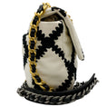 Load image into Gallery viewer, Chanel 2021 White Leather / Black Crochet Medium 19 Flap Bag