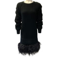 Load image into Gallery viewer, Michael Kors Collection Black Cashmere Knit Dress with Feather Trim