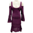Load image into Gallery viewer, Herve Leger Bordeaux Combo Kamryn Cold Shoulder Stretch Pointelle Knit Dress