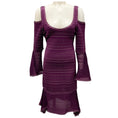 Load image into Gallery viewer, Herve Leger Bordeaux Combo Kamryn Cold Shoulder Stretch Pointelle Knit Cocktail Dress