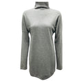 Load image into Gallery viewer, Brunello Cucinelli Grey Ruched Rhinestone Embellished Long Sleeved Mock Neck Fine Knit Cashmere Sweater