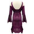 Load image into Gallery viewer, Herve Leger Bordeaux Combo Kamryn Cold Shoulder Stretch Pointelle Knit Cocktail Dress