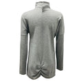 Load image into Gallery viewer, Brunello Cucinelli Grey Ruched Rhinestone Embellished Long Sleeved Mock Neck Fine Knit Cashmere Sweater