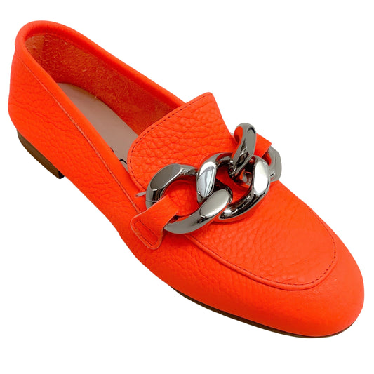 Casadei Orange Antilope Chunky Chain Loafers