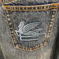 Load image into Gallery viewer, Etro Dark Blue Wash Five Pocket Wide Leg Embroidered Pocket Cotton Jeans
