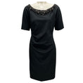Load image into Gallery viewer, Lela Rose Black Embellished Short Sleeved Cocktail Dress