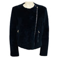 Load image into Gallery viewer, Celine Navy Blue Zip Front Lambskin Shearling Jacket