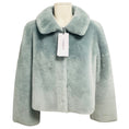 Load image into Gallery viewer, Fleurette Blue Cropped Shearling Jacket