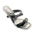 Load image into Gallery viewer, Alexandre Birman Silver Metallic Bow Detail Clarita Square 85 Leather Sandal