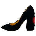 Load image into Gallery viewer, Charlotte Olympia Black Velvet Pumps with Red Heart