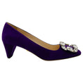 Load image into Gallery viewer, Prada Purple Suede Pumps with Crystal Embellishment