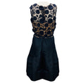 Load image into Gallery viewer, Oscar de la Renta Navy / Beige Floral Embroidered Lace and Silk Cocktail Dress with Belt