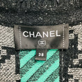 Load image into Gallery viewer, Chanel Green / White / Black Paris-Manchester 2024 Metiers d’Art Houndstooth Wool and Cashmere Knit Sweater Jacket with CC Logo Buttons