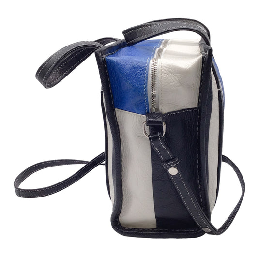 Balenciaga Blue / White / Black Bazar Leather Shopper Handbag