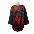 Load image into Gallery viewer, Longchamp Red / Black Leopard Calf Hair / Wool Coat