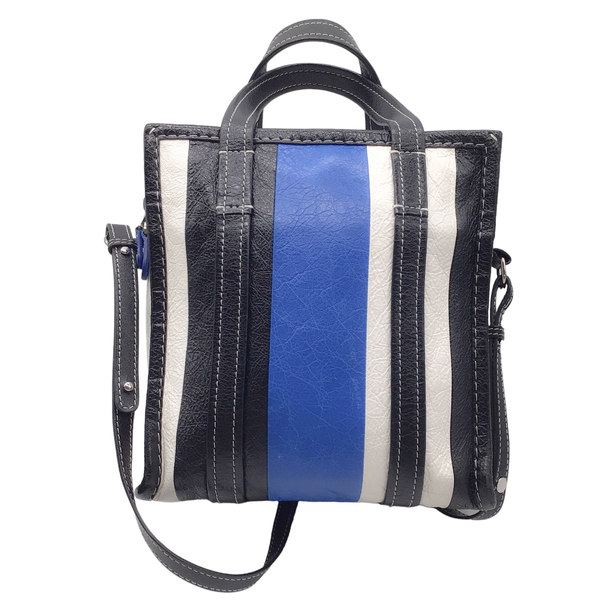 Balenciaga Blue / White / Black Bazar Leather Shopper Handbag