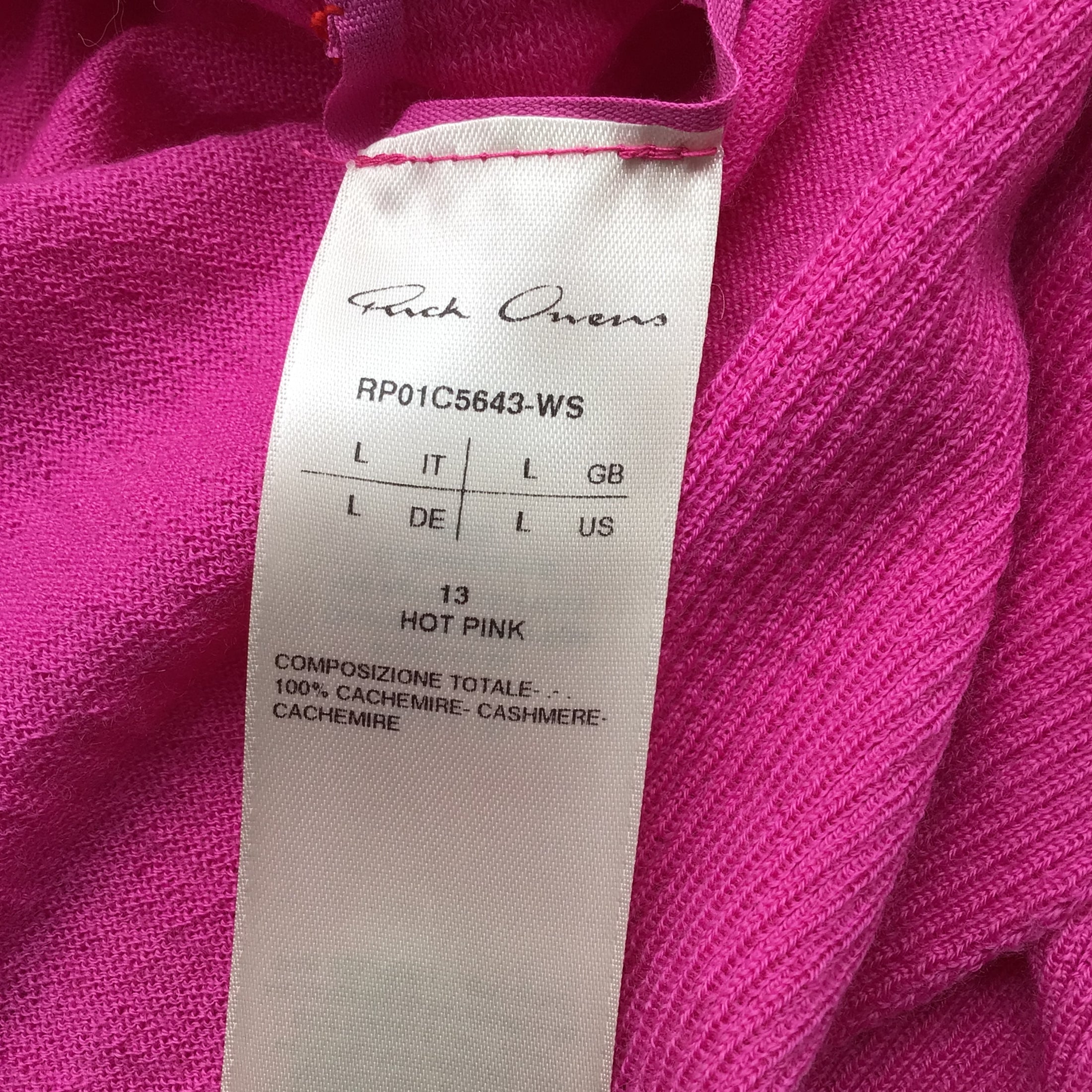 Rick Owens Hot Pink Open Long Cashmere Knit Cardigan Sweater