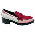 Load image into Gallery viewer, Chanel 2024 Red / Pink / White / Black CC Logo Leather Slip-On Loafers