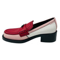 Load image into Gallery viewer, Chanel 2024 Red / Pink / White / Black CC Logo Leather Slip-On Loafers