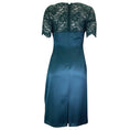 Load image into Gallery viewer, Talbot Runhof Korfu Teal Ruched Lace Detail Satin Midi Dress