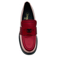 Load image into Gallery viewer, Chanel 2024 Red / Pink / White / Black CC Logo Leather Slip-On Loafers