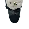 Load image into Gallery viewer, Chanel Black 2023 Crumpled Shiny Fabric Grosgrain Cap Toe Camellia Bow Slingback Pumps