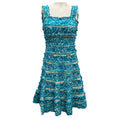 Load image into Gallery viewer, Oscar de la Renta Turquoise Ruffled Sleeveless Silk Chiffon Cocktail Dress