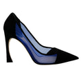 Load image into Gallery viewer, Christian Dior Black Suede / Cobalt Blue Mesh Songe Pumps
