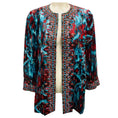 Load image into Gallery viewer, Oscar de la Renta Turquoise / Red Multi Embellished Open Front Jacket