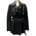 Load image into Gallery viewer, Fleurette Black Metallic Leather Wrap Jacket