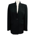Load image into Gallery viewer, Brandon Maxwell Black Notched Collar One Button Wool and Silk Jacket